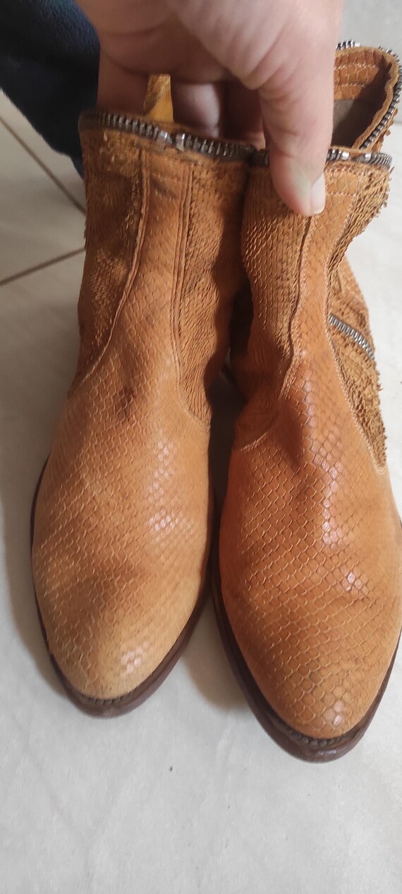 Pantanetti Python Suede Leather Ankle Western Boo… - image 16