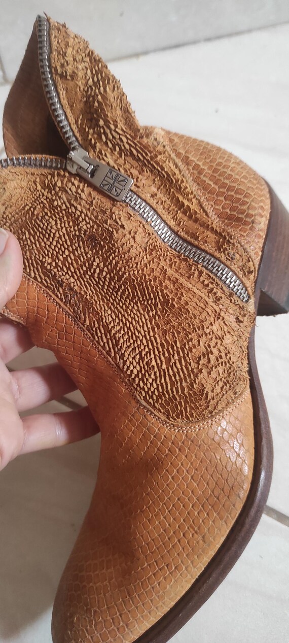 Pantanetti Python Suede Leather Ankle Western Boo… - image 4