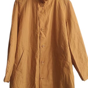 Classic Vintage Burberrys Trench Coat - Buttoned Orange Cotton Polyurethane, Made in Spain, Size L/XL for Women