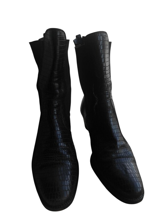 Heshung Leather Ankle Boots Python Snake Print Ma… - image 20