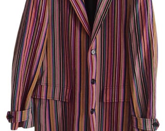 Vintage Hugo Boss Velvet Stripe Coat: Italian Designer, Size L