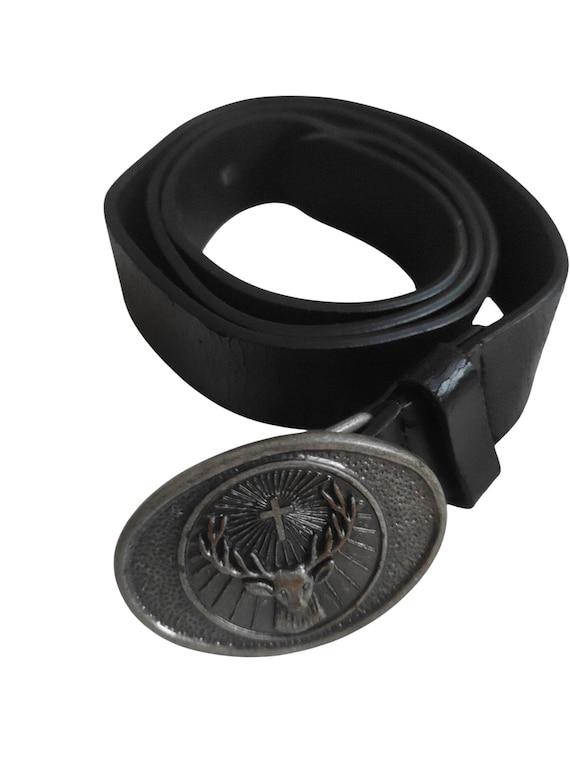 Classic Jagermeister Logo Belt in Black Leather Authentic  display picture 3