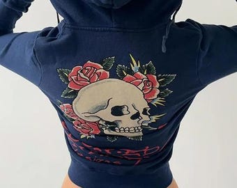 Ed Hardy by Christian Audigier Skull Grunge Cyber Y2K Style Zip up