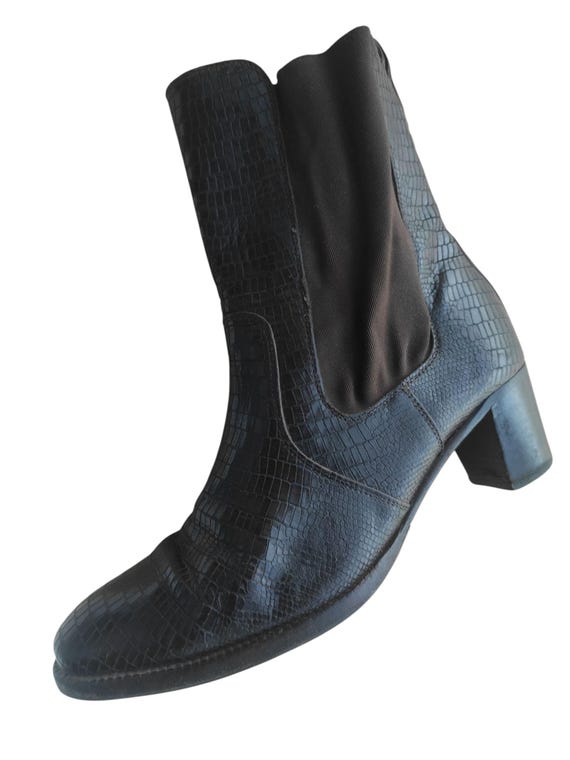 Heshung Leather Ankle Boots Python Snake Print Ma… - image 19