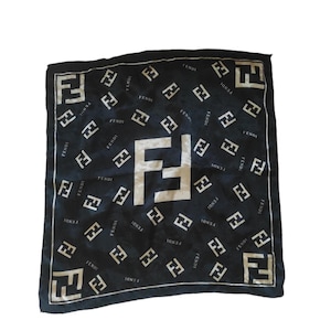 FENDI ストール 1925 Vintage Fendi Silk Scarf, Authentic Fendi Scarf, Fendi FF