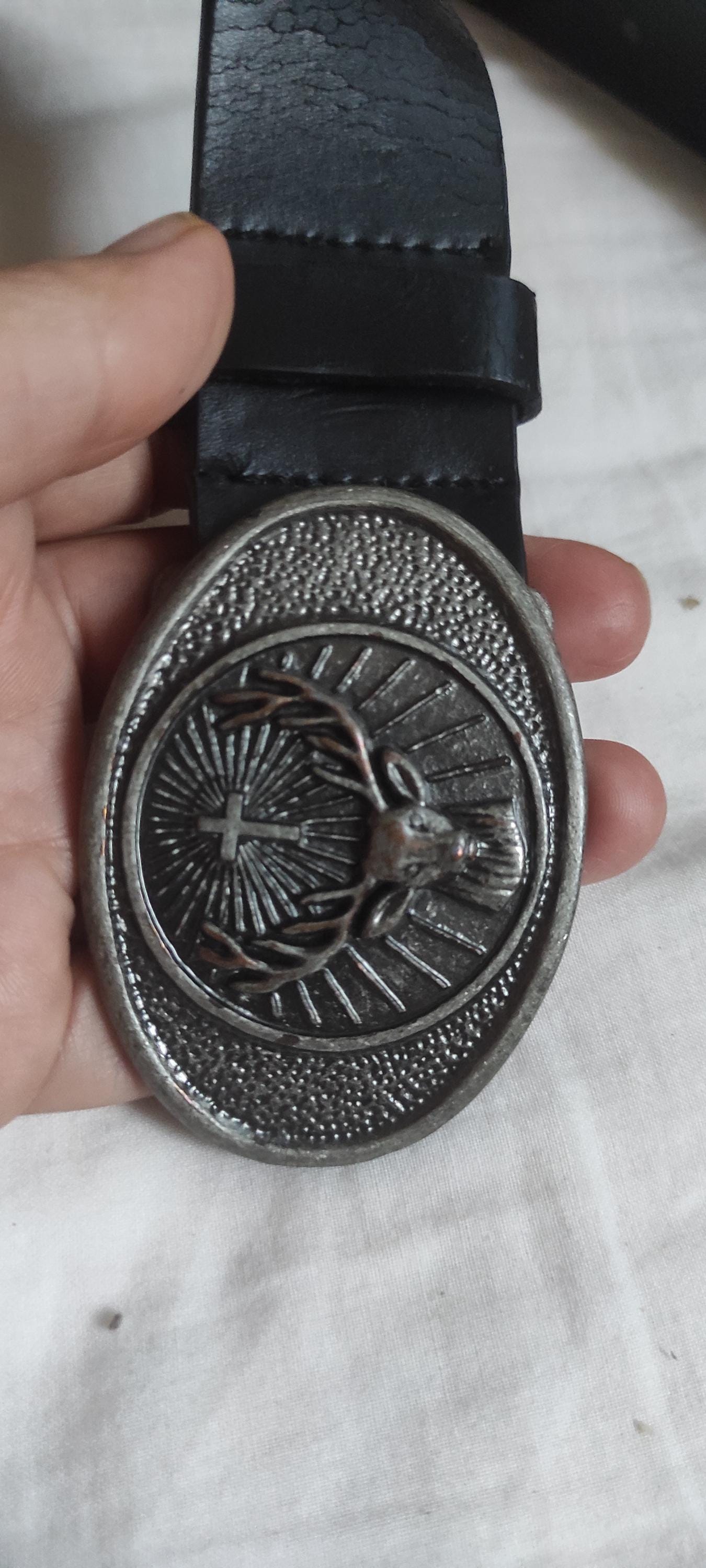 Classic Jagermeister Logo Belt in Black Leather Authentic 