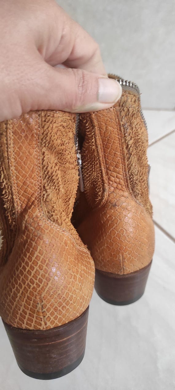 Pantanetti Python Suede Leather Ankle Western Boo… - image 17