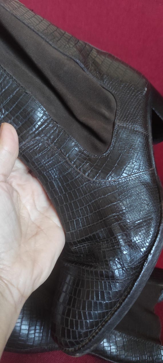 Heshung Leather Ankle Boots Python Snake Print Ma… - image 17