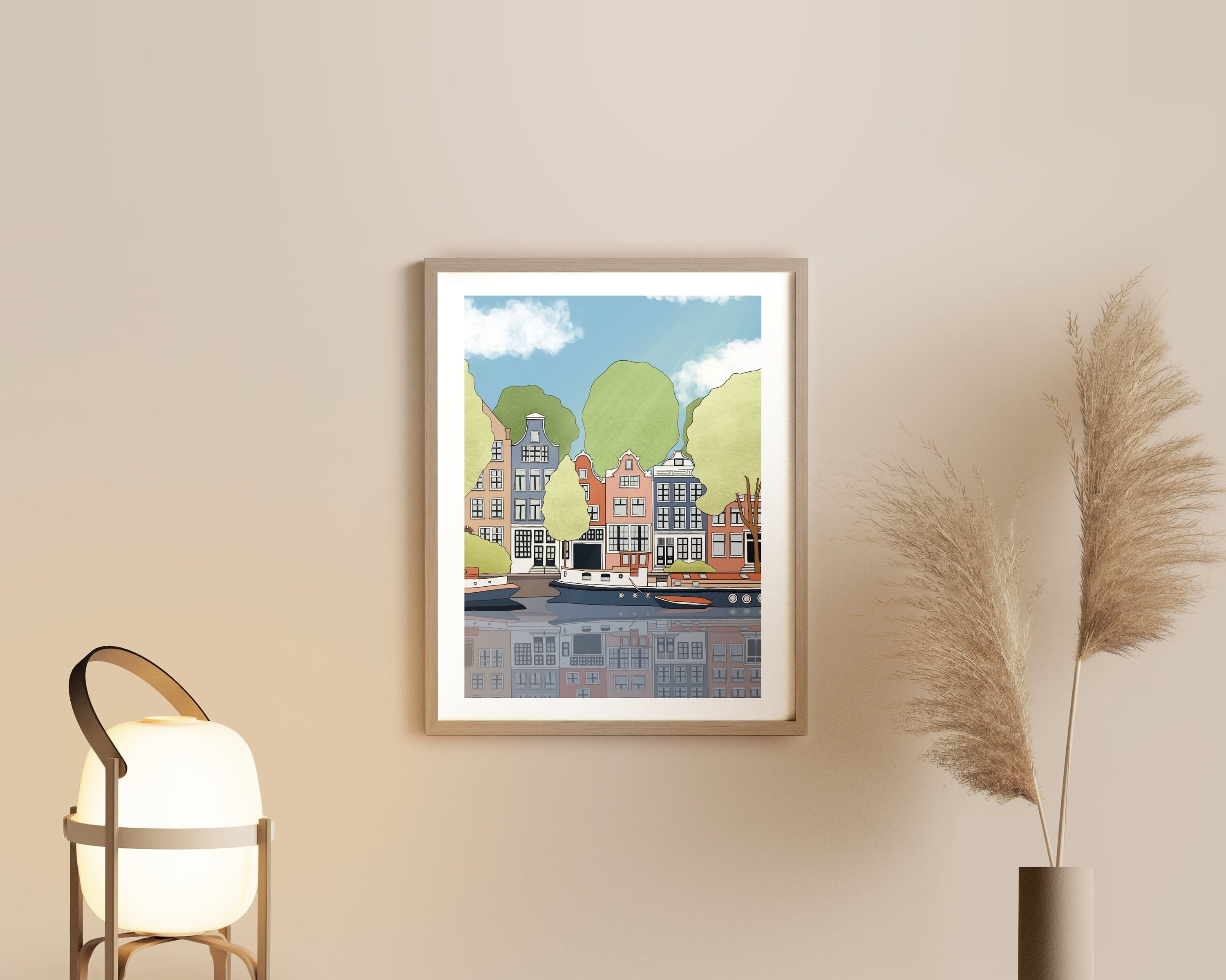 Printemps à Amsterdam | Illustration Affiche Pays-Bas Print A4 L Chambre d'enfant Fille Garçon Décor