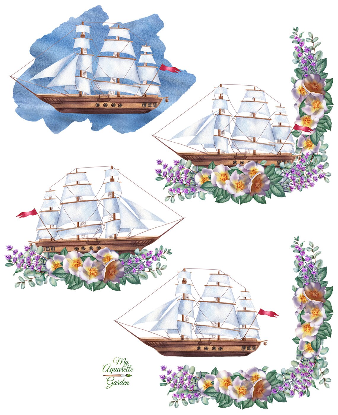 sailboat watercolor clipart