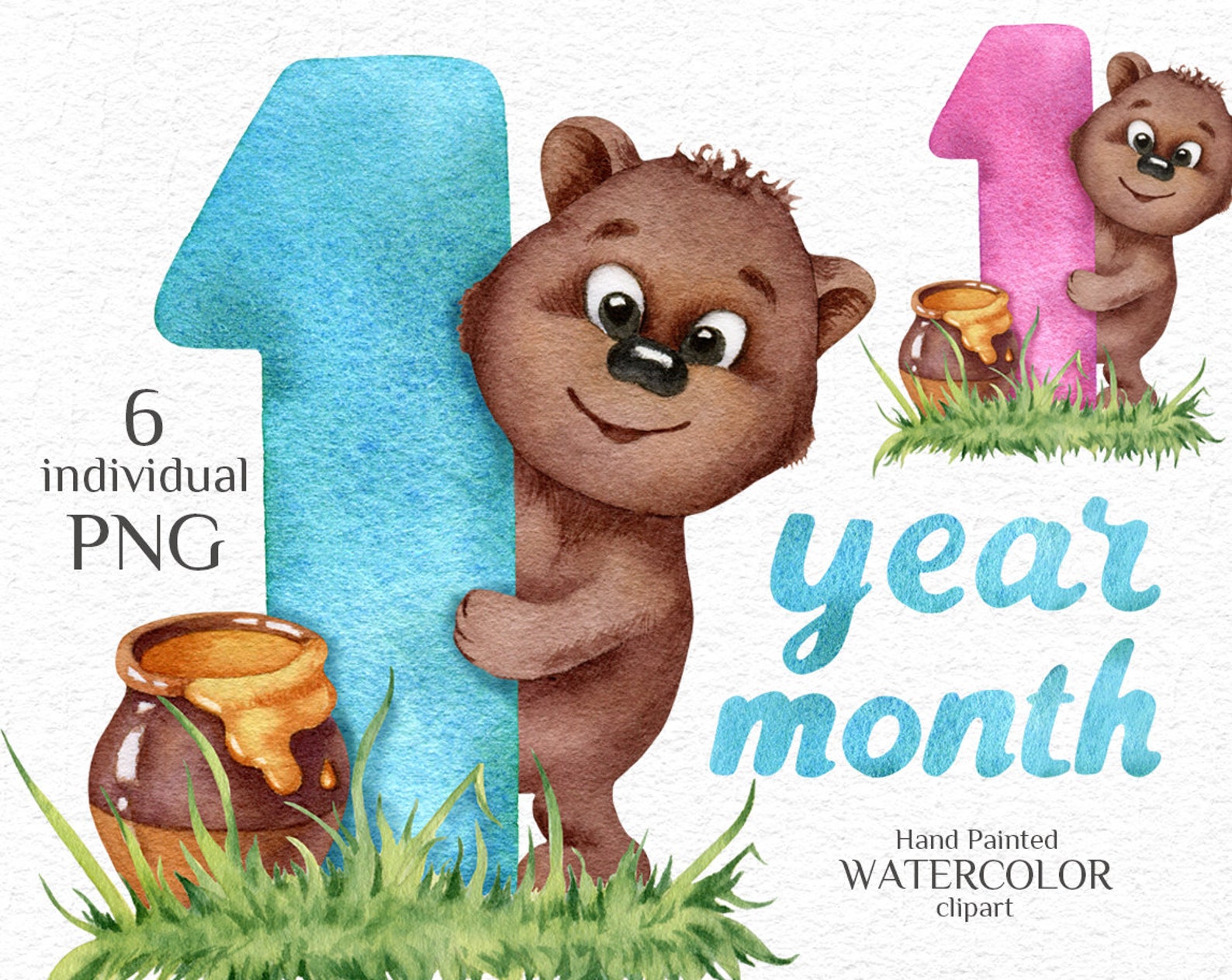 Kids 1-month-old 1 years birthday clip art Printable wishes | Etsy
