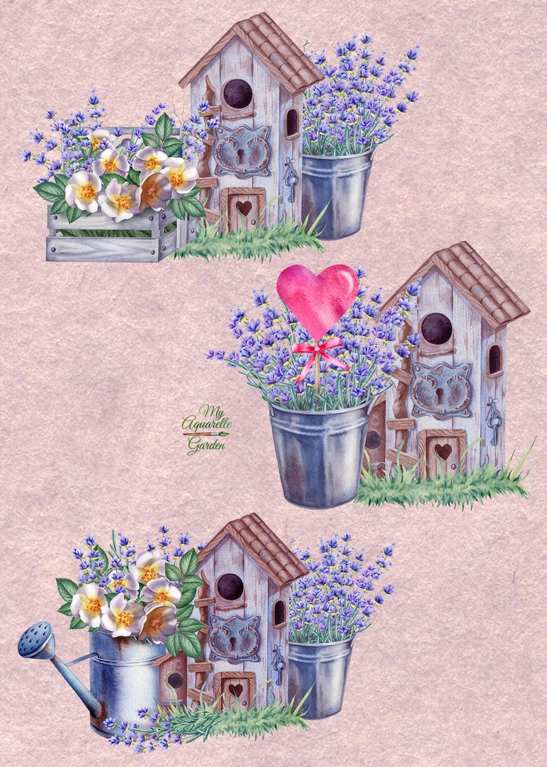 Download Watercolor Hand Painted Images Cosy House Clip Art Scrapbooking Png Files Wall Art Decoration Gardening Printable Rustic Style Clip Art Art Collectibles Apexbahrain Com