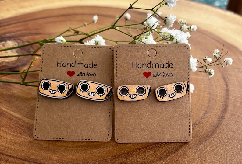 Shelly Dandys world Hand painted stud earrings! image 1