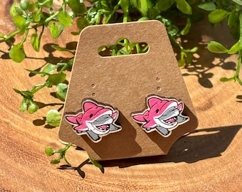 Pendientes pintados a mano de Jeff el tiburón (nuevas variantes)