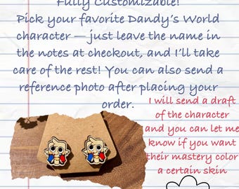 Custom wooden dandys world earrings! Read bio!