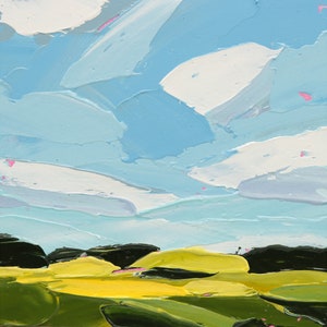 4x4 Tiny Oil Painting Original Abstract Simple Landscape Art Small Impasto Art Gift for Home