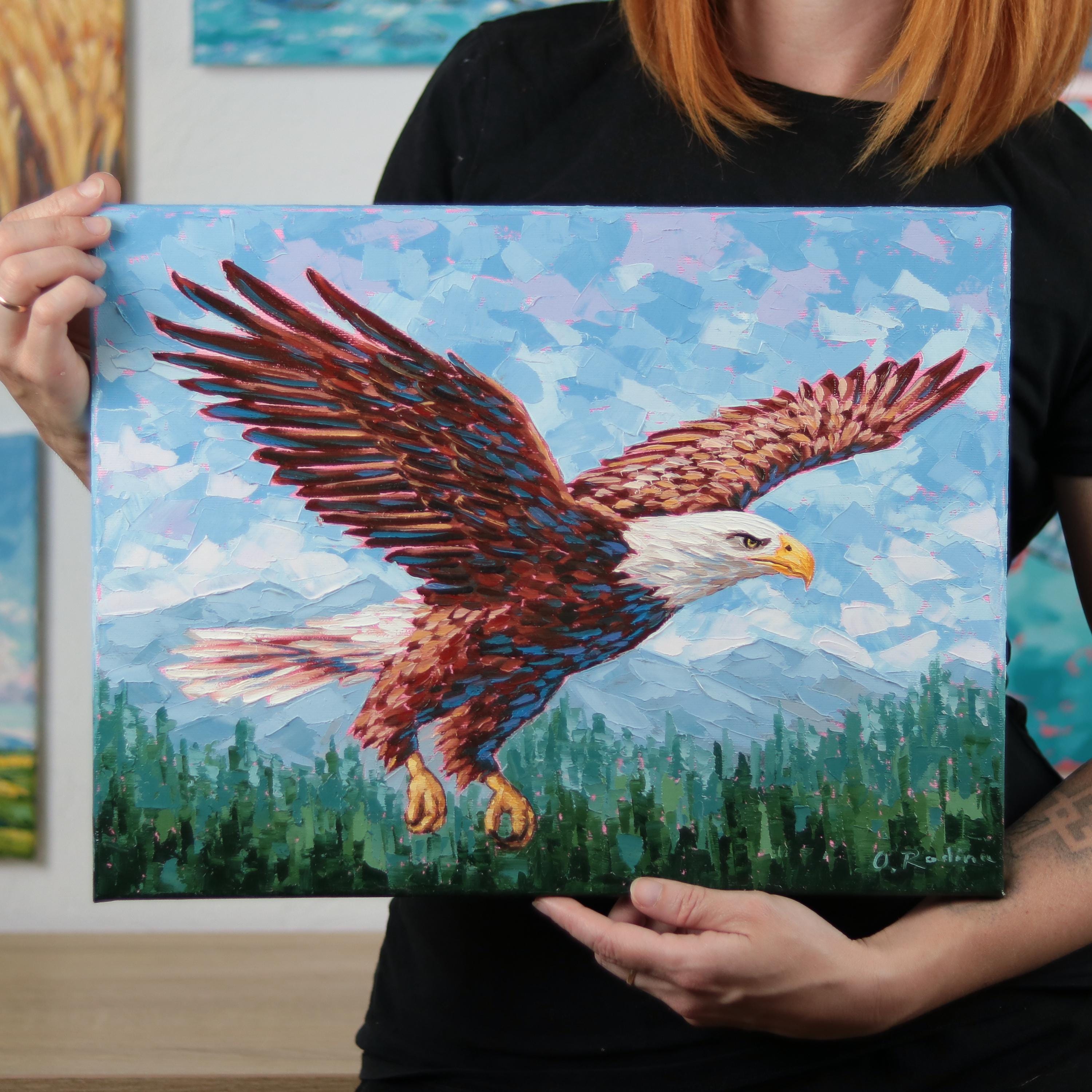 Original Bald Eagle Oil Painting on Canvas: 12x16" Bird Wall Art - Etsy