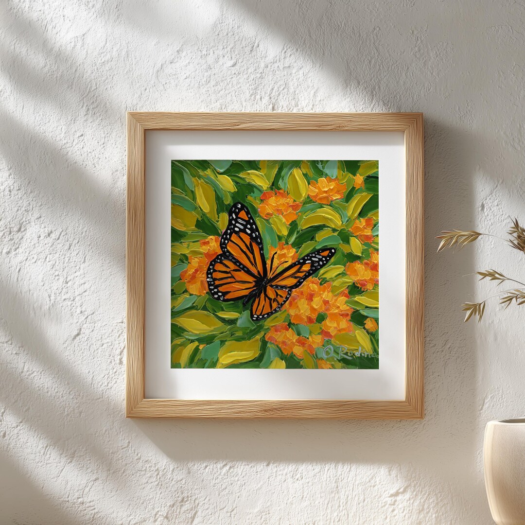 Monarch Butterfly Oil Painting Original – Garden Art Small Hand Painted ...