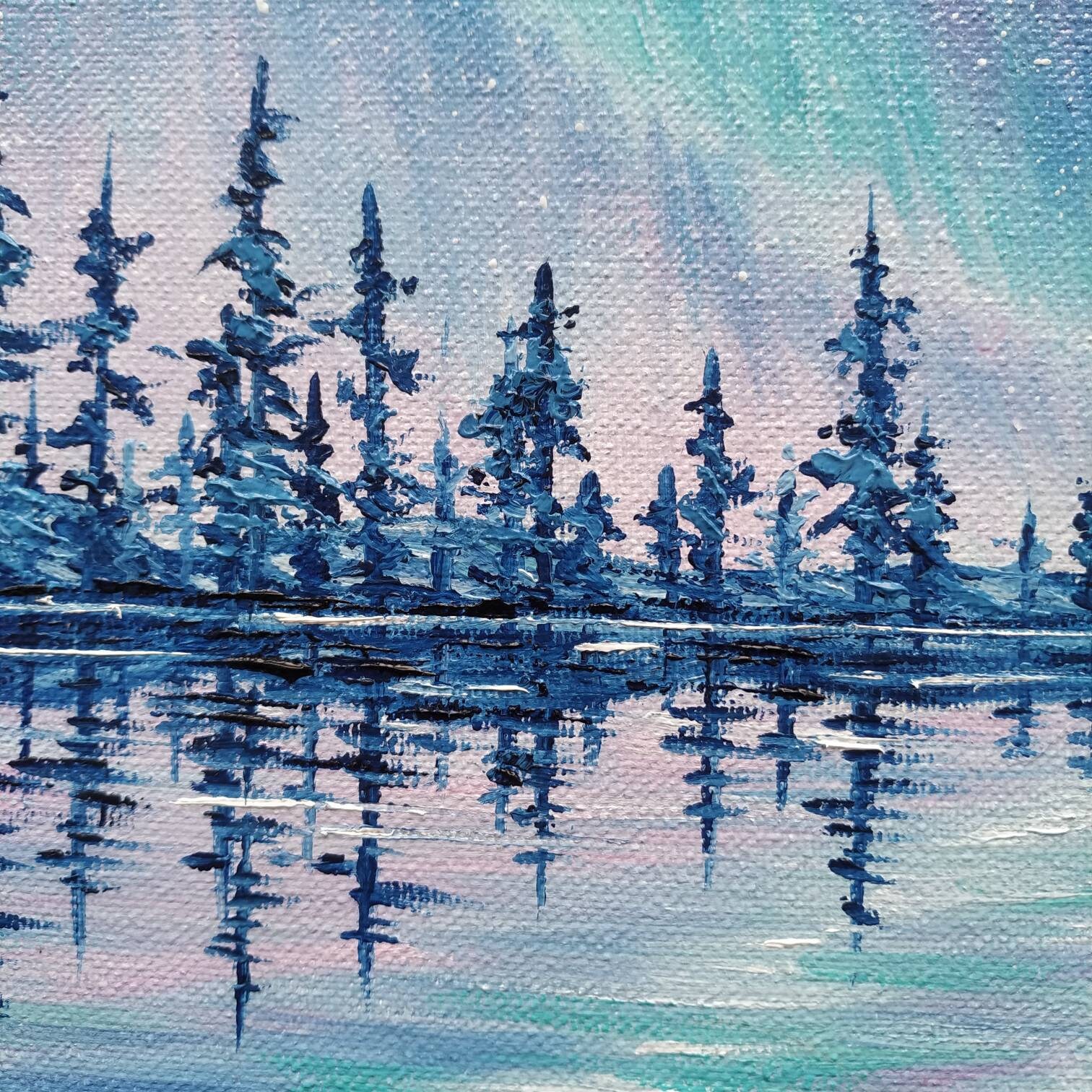 Northern Lights. Painting #11. The Black Canvas Creates Stunning Effects. -  Home