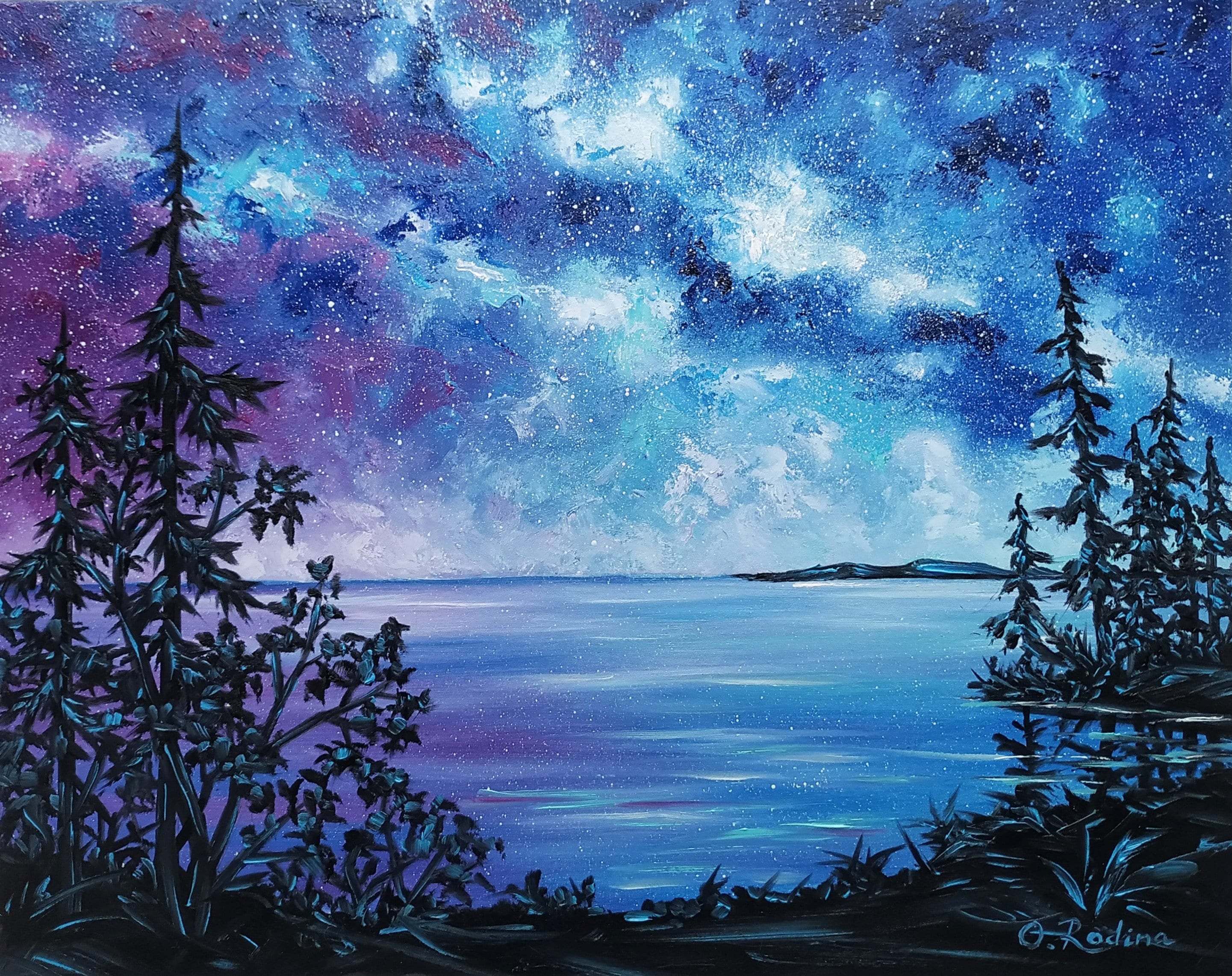 Paintings of shop night sky