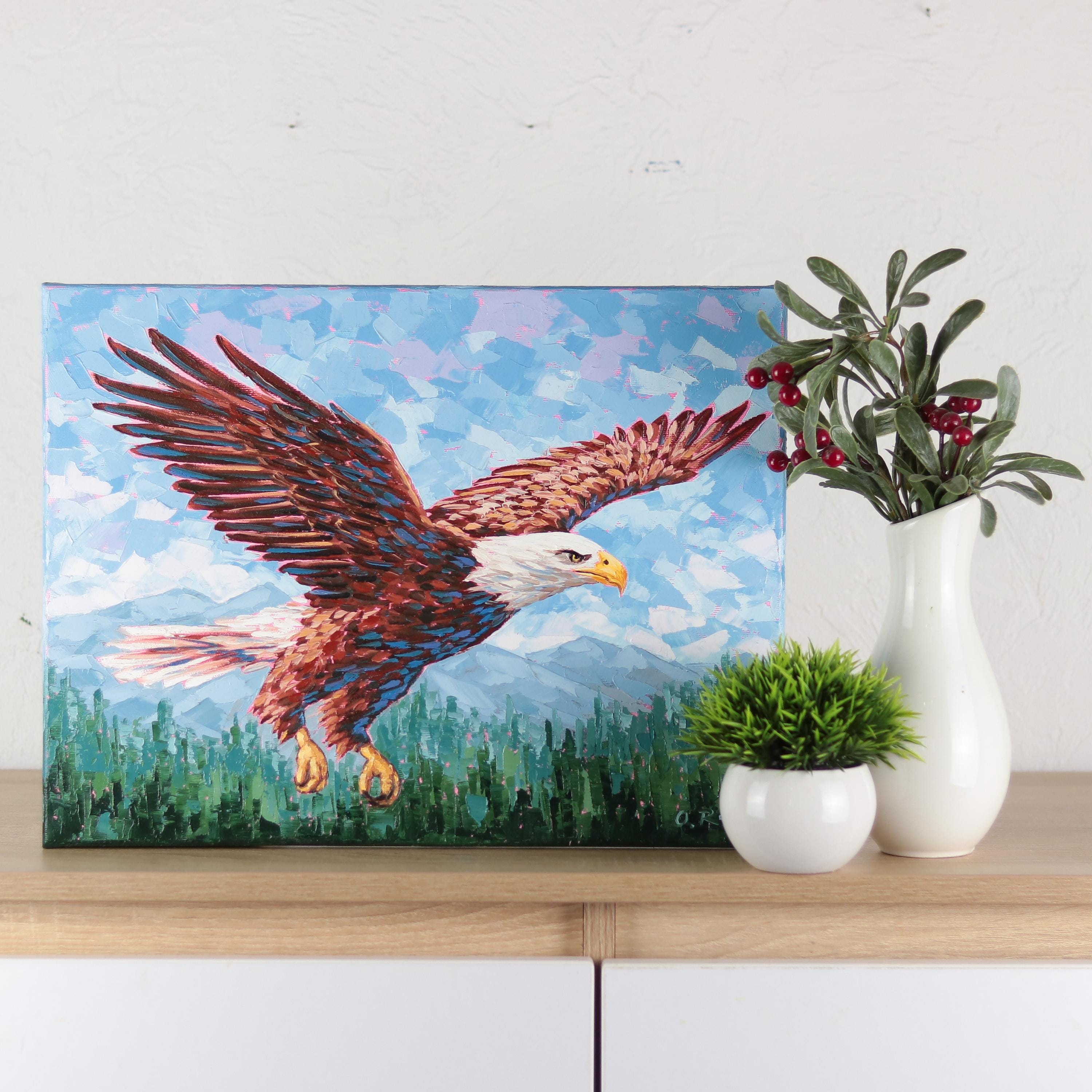 Original Bald Eagle Oil Painting on Canvas: 12x16" Bird Wall Art - Etsy