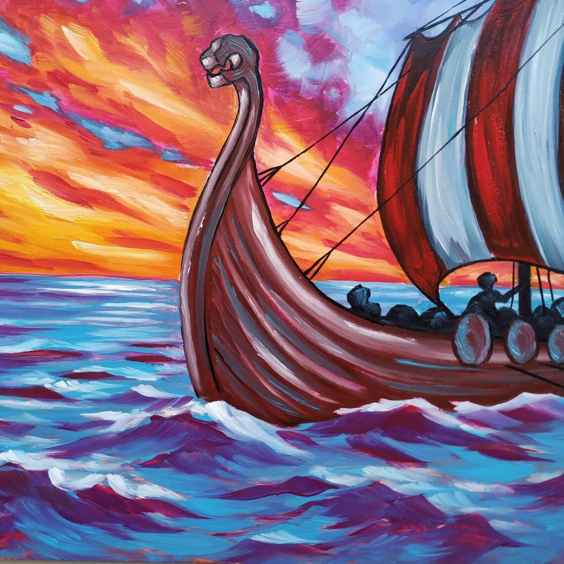 Drakkar Viking ship art viking painting viking longship oil Etsy