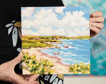 Beach Painting Original Coastal Sand Dunes Hand Painted Impressionist Wall Art