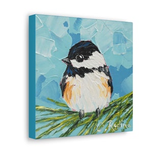 Chickadee Bird Art Print on Canvas Gallery Wraps - Home Decor - Oil Painting Canvas Print - Nature Wall Art - Chickadee Artwork