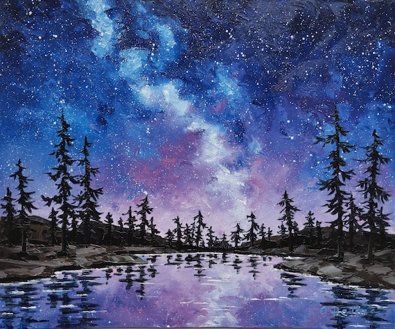 Night landscape painting deals