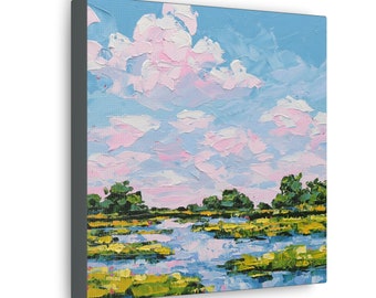 Landscape Print on Canvas - Oil Painting Print - Marsh Painting Print - Canvas Art Print