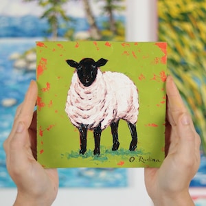 Sheep Painting – Small Farmhouse Animal Art – Rustic Country Home Decor – Original Oil Artwork - Impressionist Art