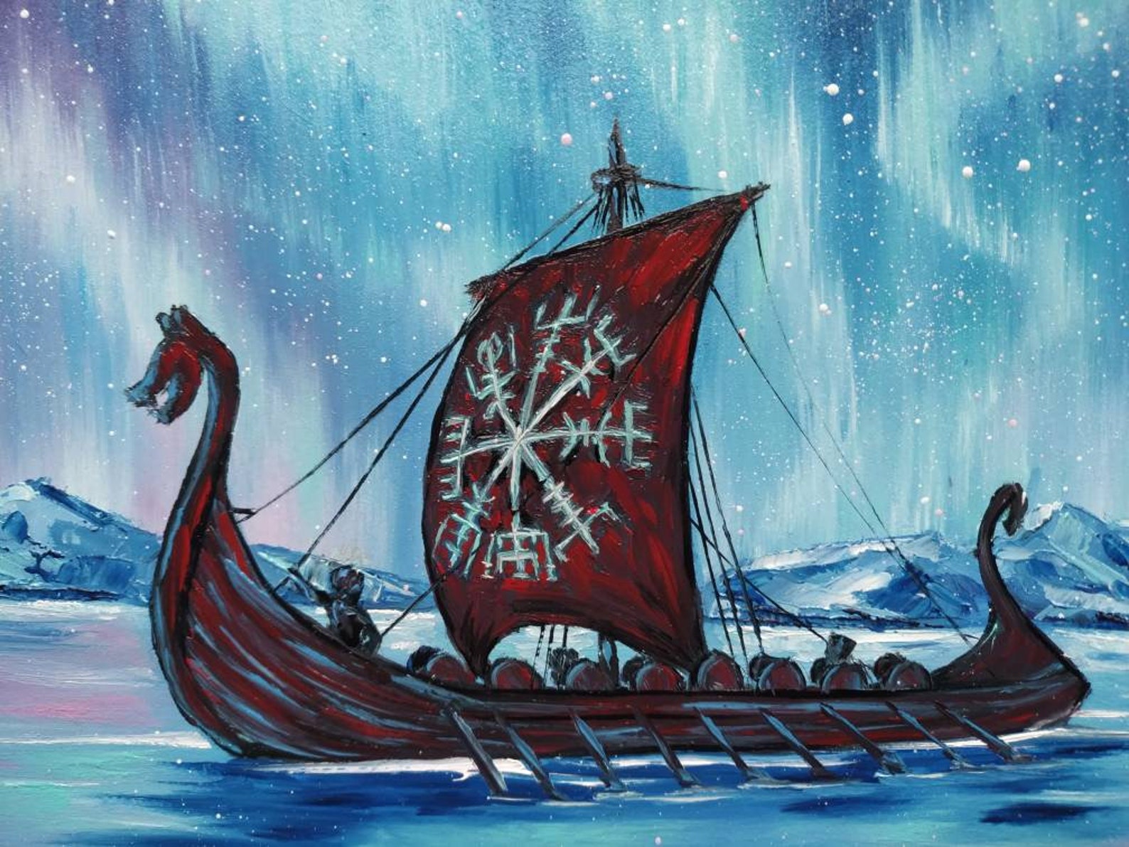 Norse Mythology Painting Original Viking Warrior Wall Art Etsy