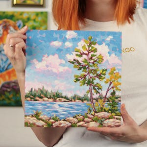 Colorful Landscape Art Forest Lake Painting Lake Tahoe Wall Art Nature Artwork California Painting -  one of a kind