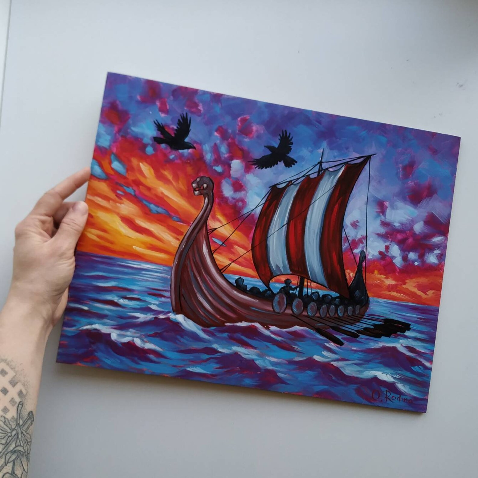 Drakkar Viking ship art viking painting viking longship oil Etsy
