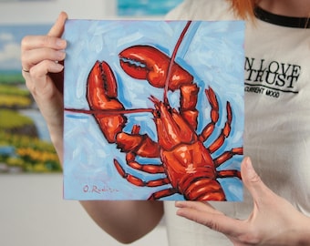 Lobster Oil Paintin Original Seafood Still Life Kitchen Wall Art