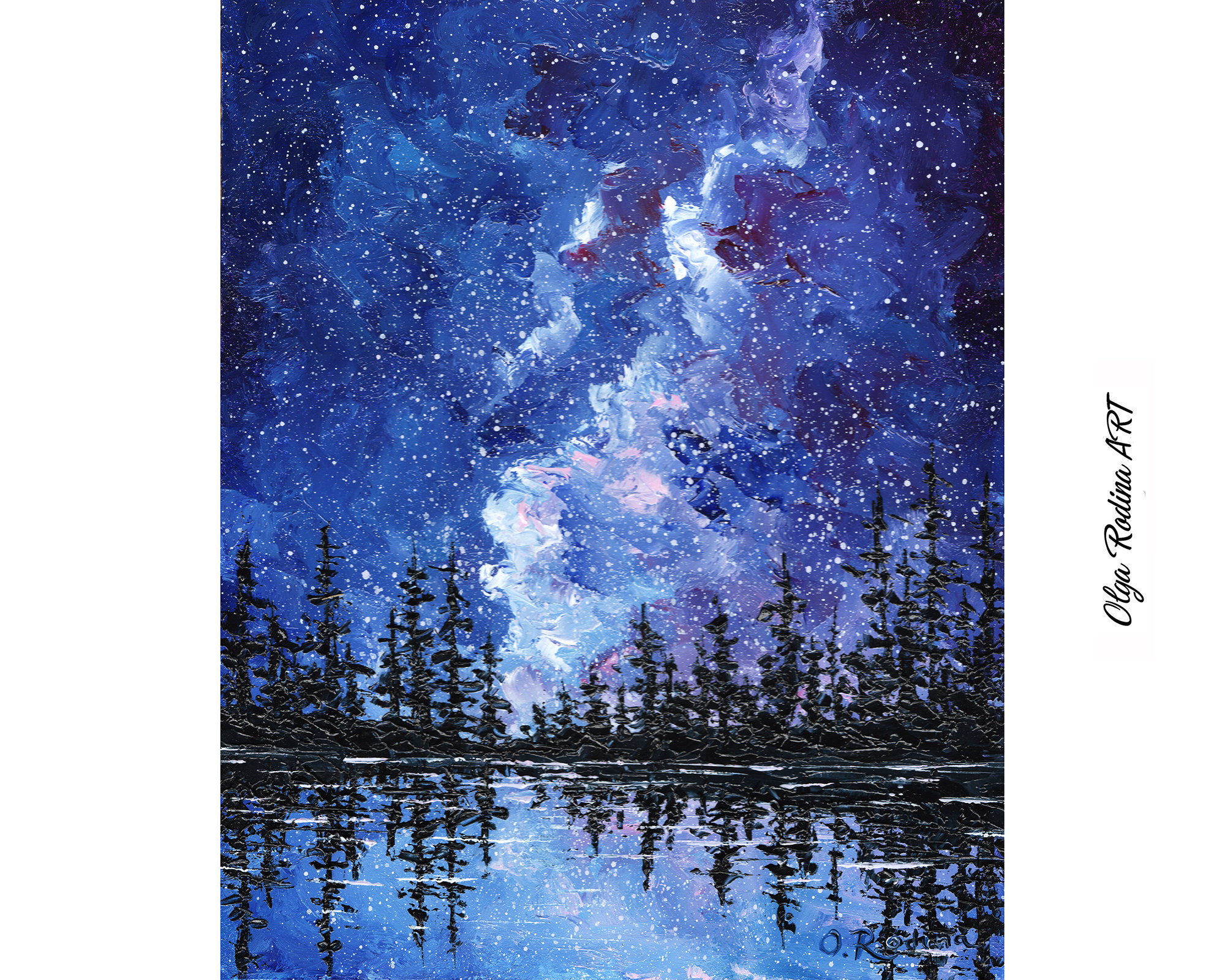 Original night sky stars full moon galaxy nebula mountains clouds ...