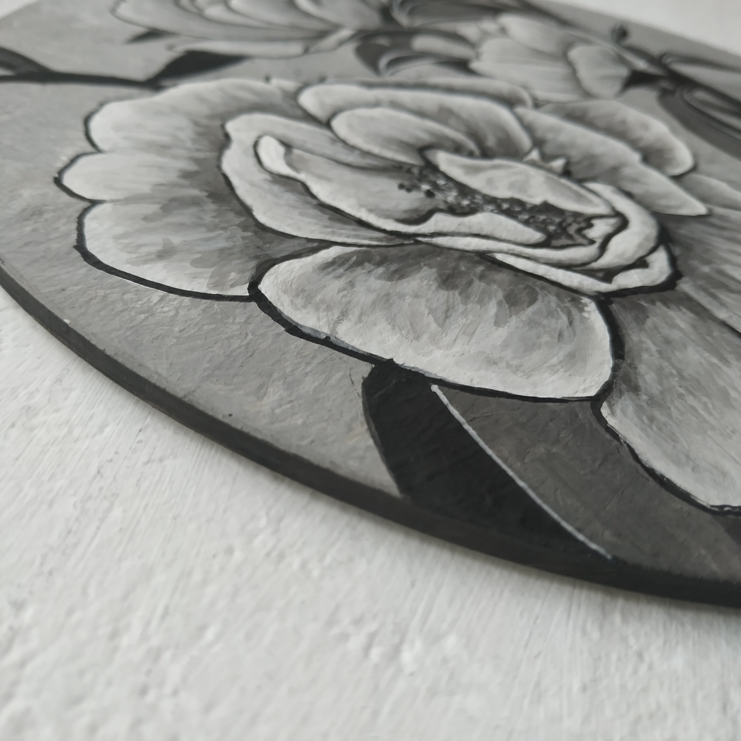 Original floral painting flowers wall art Black and white Etsy