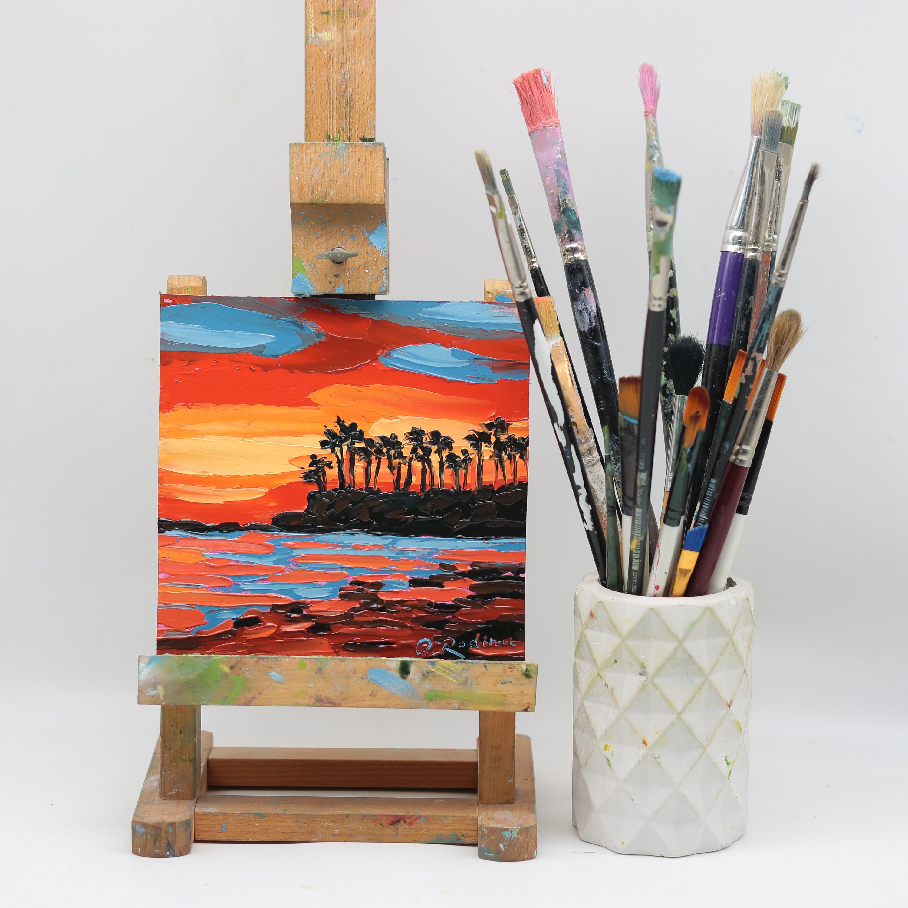 Laguna Beach Painting Original Small Abstract Sunset Landscape Textured ...