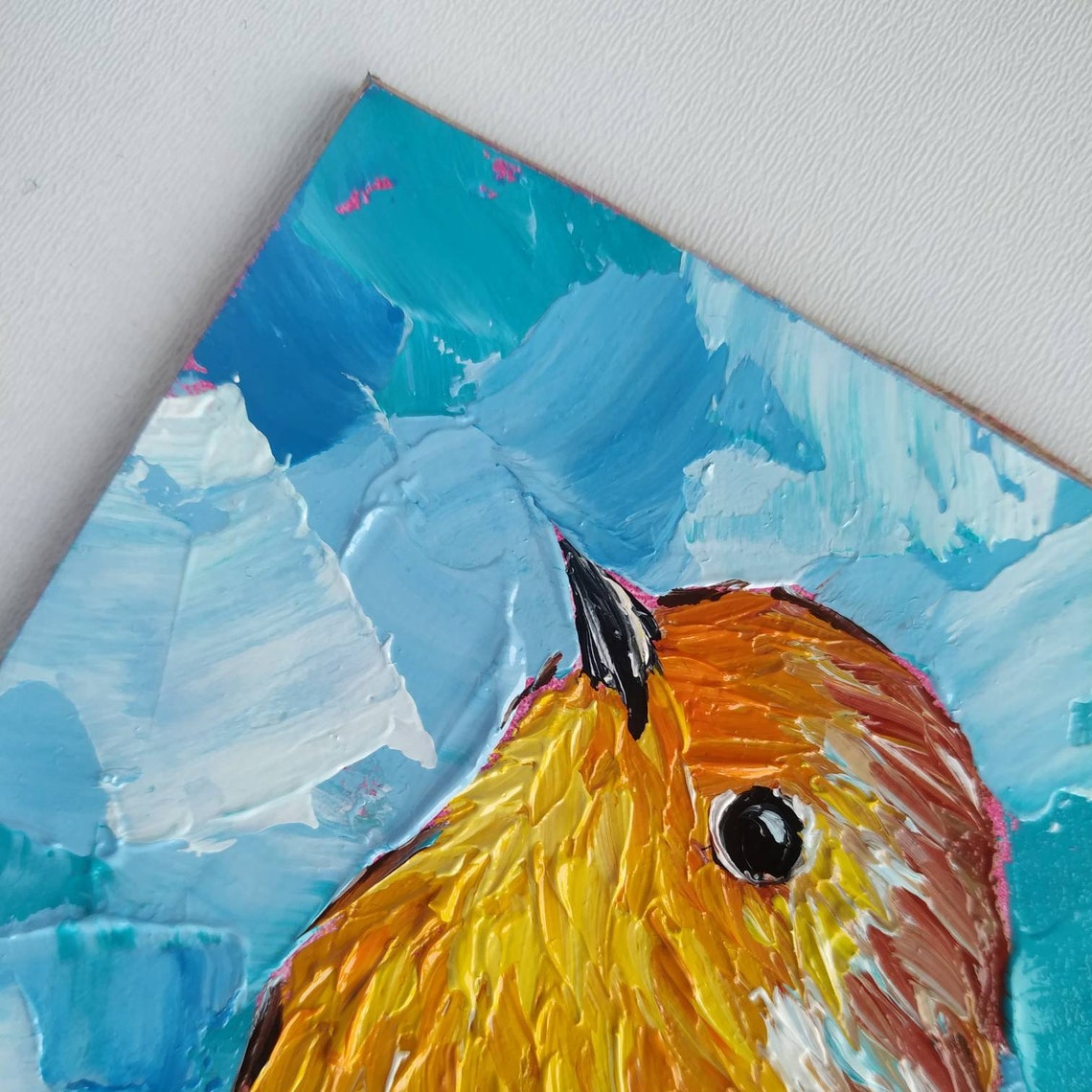 Robin Oil Painting Original 4x4 Robin Bird Painting Robin Bird Etsy