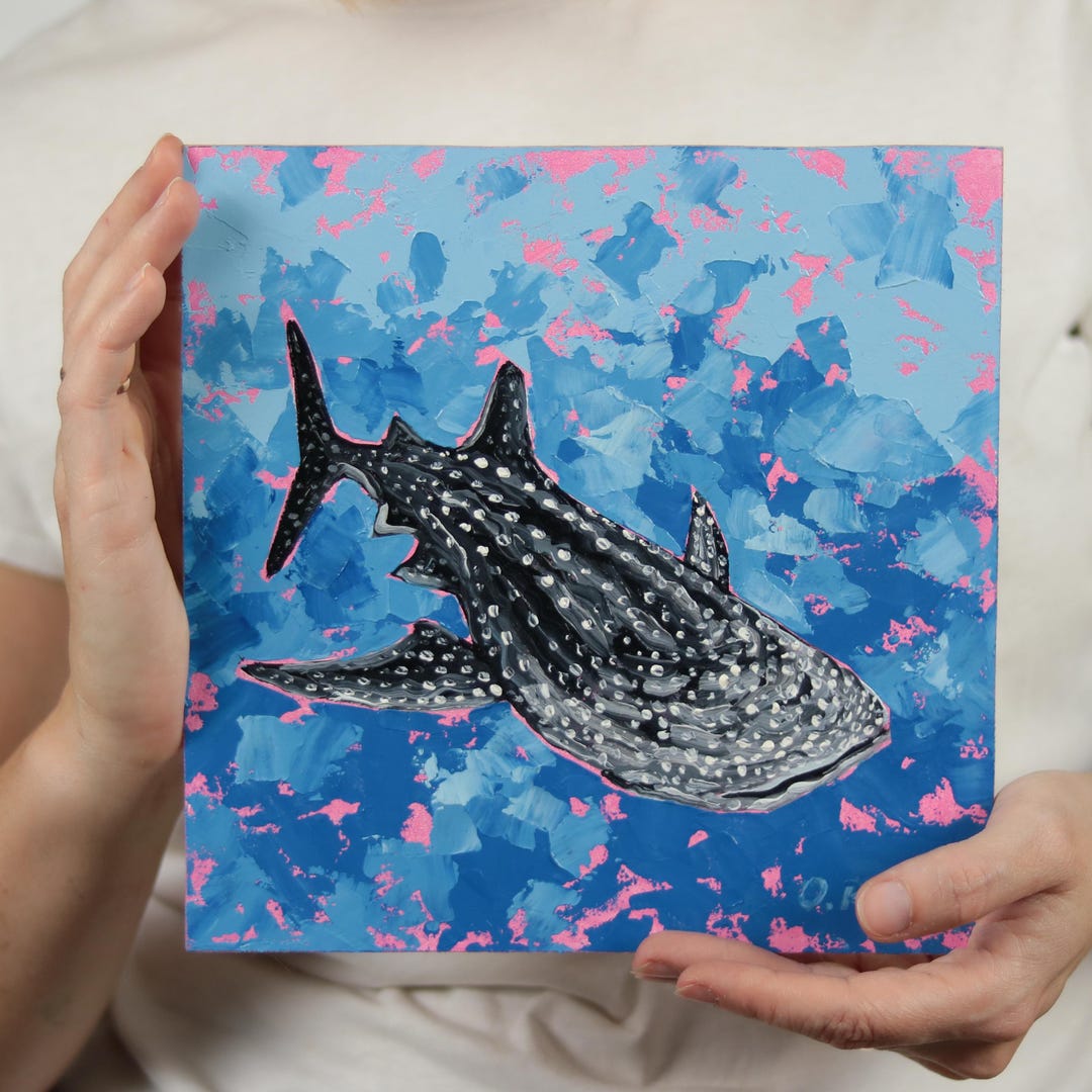 whale-shark-oil-painting-original-nautical-underwater-sea-life-art-etsy