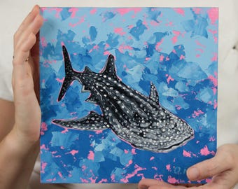 Whale Shark Oil Painting Original Nautical Underwater Sea Life Art