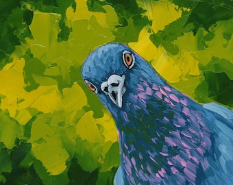 Pigeon Painting Original – Contemporary Bird Art – Nature Wall Decor