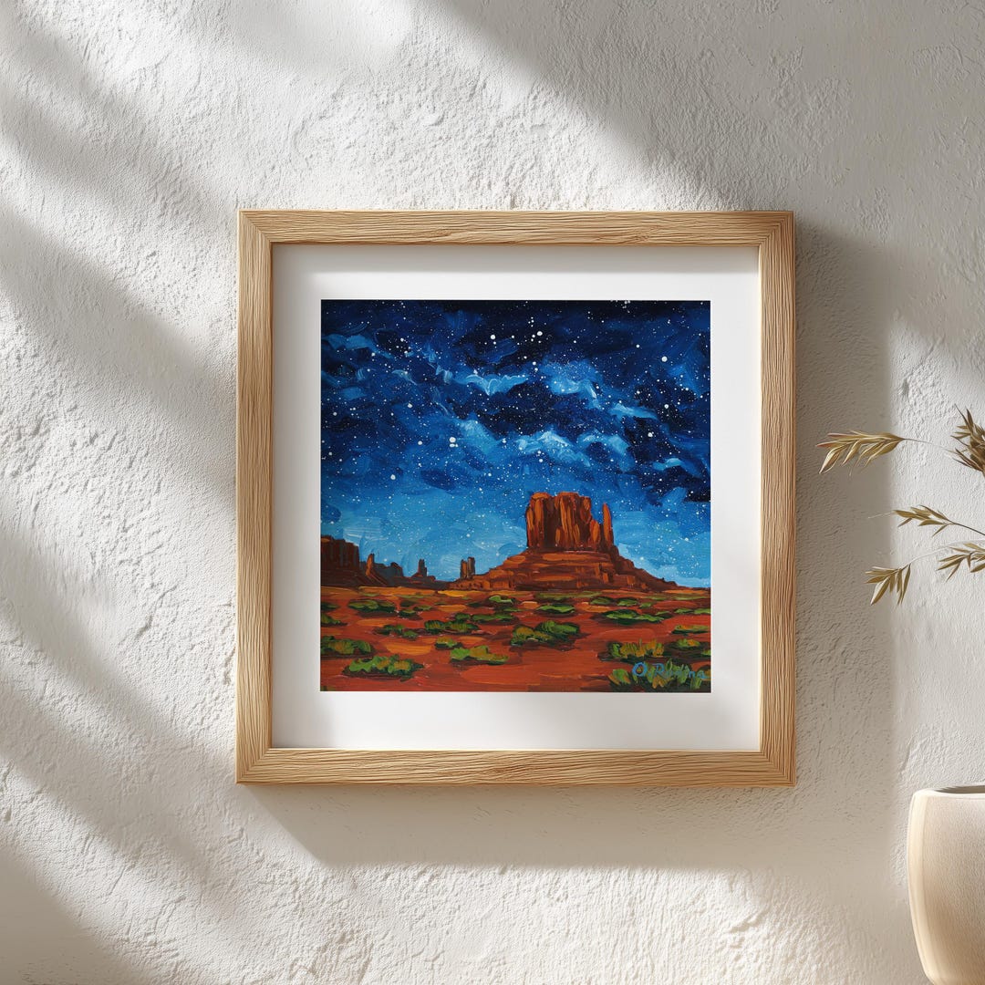 Monument Valley Night Sky Oil Painting: Desert Star Gazing Art - Etsy