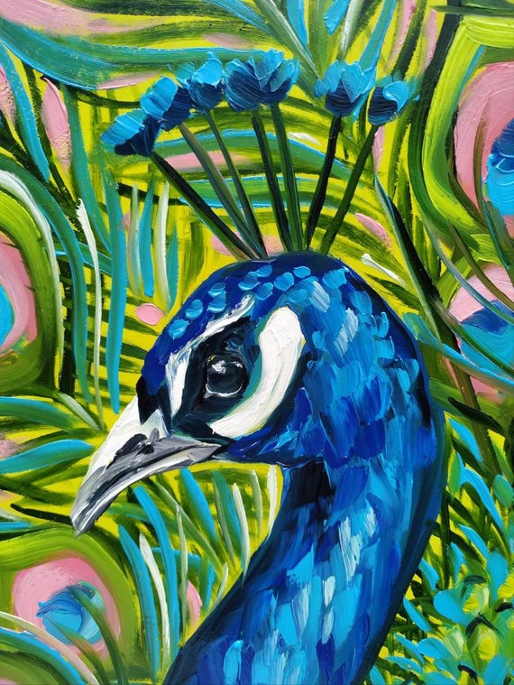 Peacock Original Oil Painting on Canvas Peacock Painting