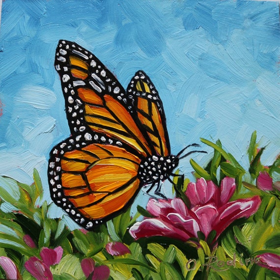 Original Painting of Butterfly Wall Art Monarch Butterfly Oil Etsy