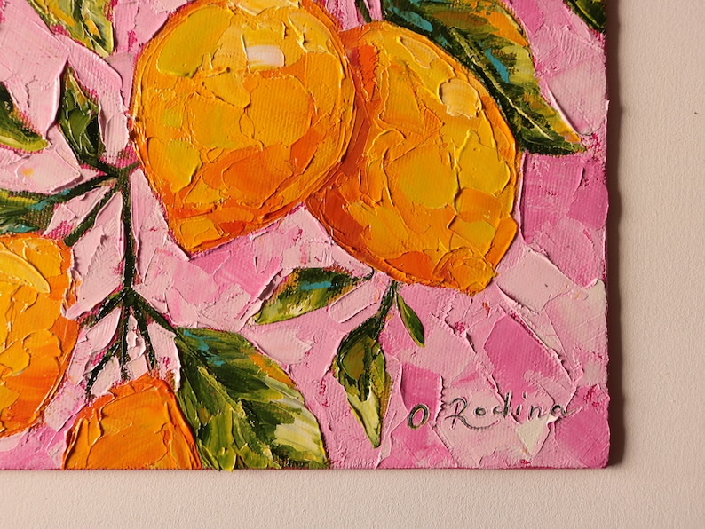 Lemon Painting Oil Original Lemon Kitchen Decor Lemon Branch Etsy