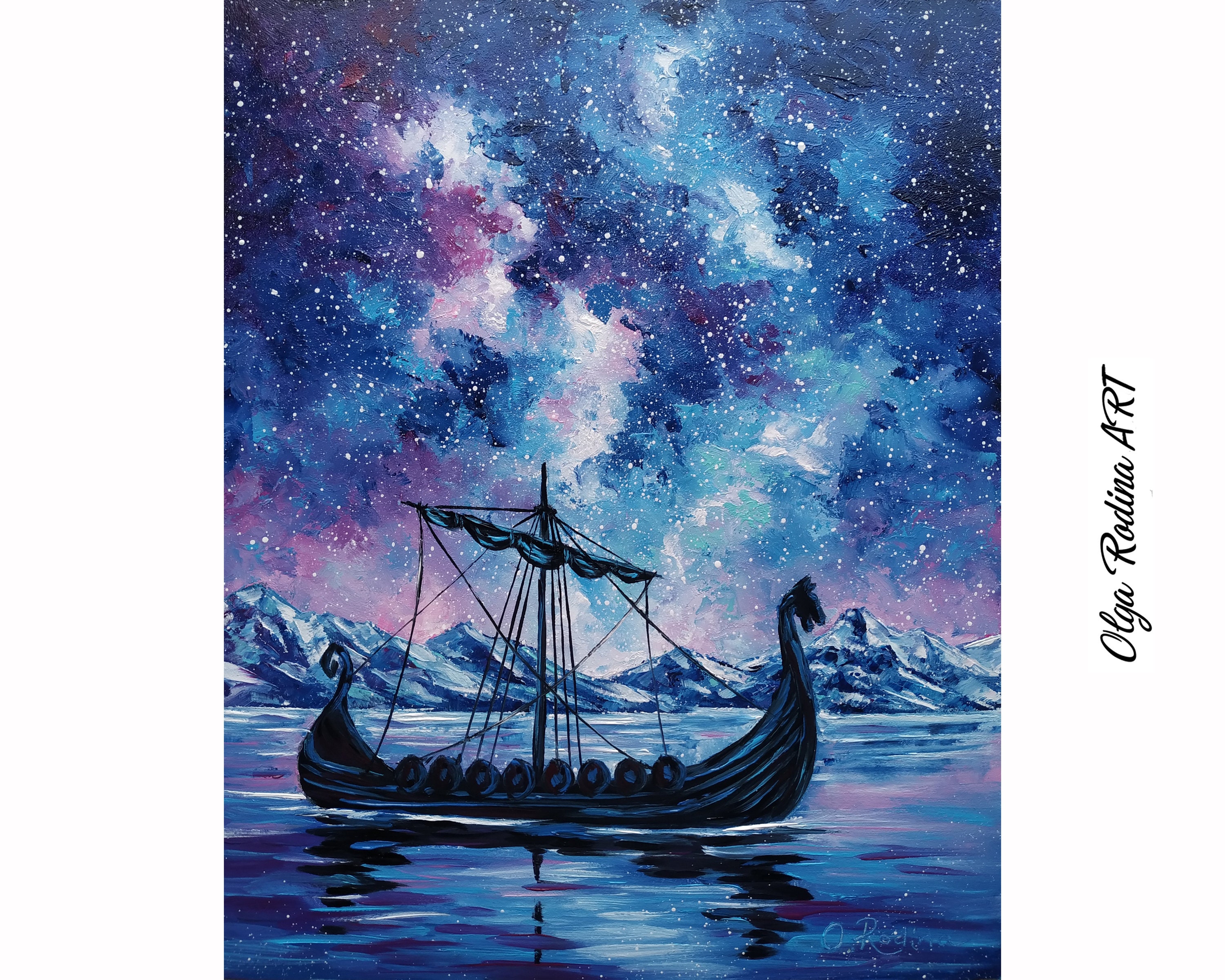 Drakkar Viking Ship Art Original Viking Longship Painting - Etsy