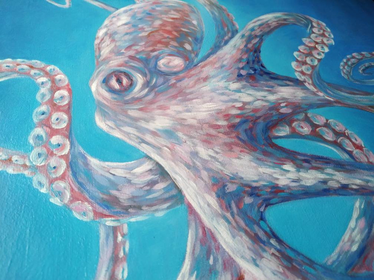 Original Octopus oil painting Octopus wall art Octopus art | Etsy