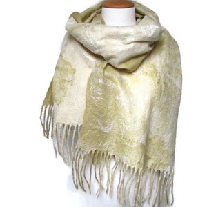 Felted scarf, merinos wool silk fiber