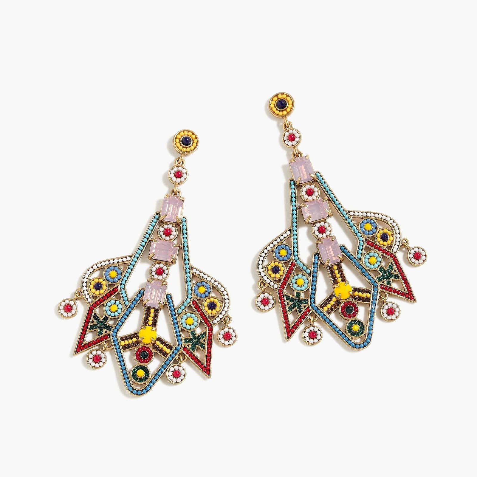 J Crew Bead And Stone Statement Earrings Nwt Etsy